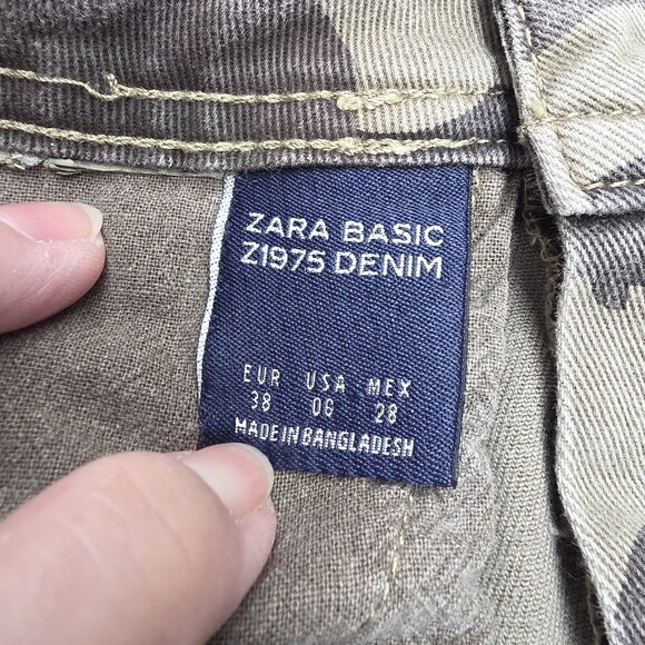 Zara Basic Z1975 Denim Jeans Womens 6 Gray Camo Distressed Skinny Frayed Hem - Picture 8 of 11
